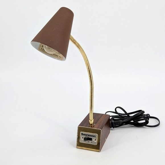 Tensor Other - Vintage Tensor Gooseneck Desk Lamp Mid Century Modern Brown Wood Grain Hi-Lo